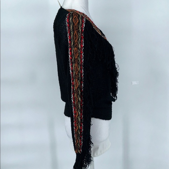FRENCH RAGS NUBBY RAYON SWEATER SIZE SMALL FRINGE EMBROIDERED VINTAGE - Picture 3 of 11